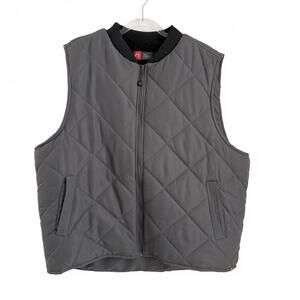 The American Outdoorsman | Men’s Gray Quilted Black Fleece Lined Zip Vest Sz XXL
